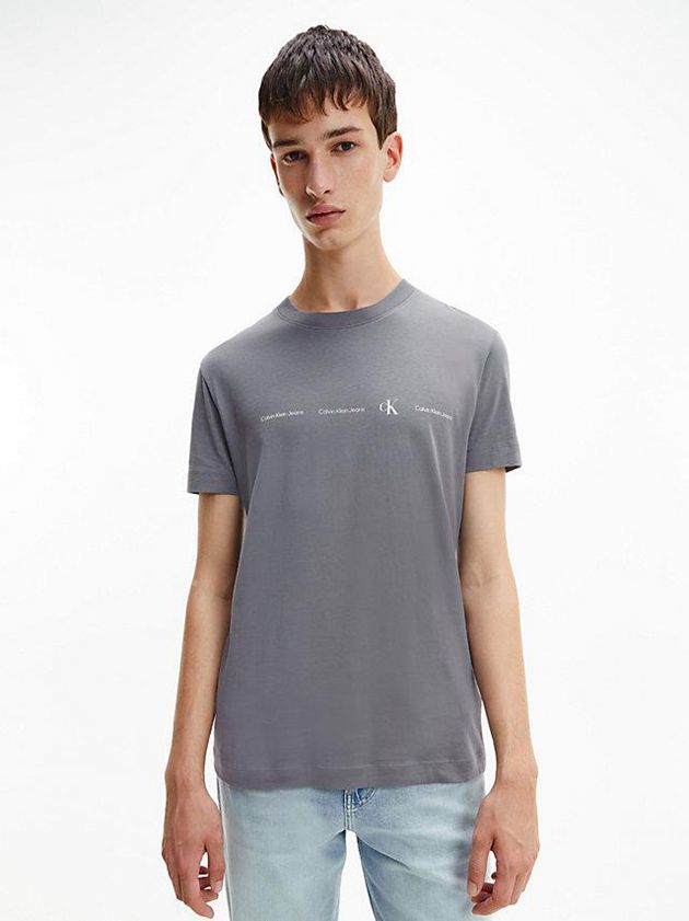 Calvin Klein USA Slim Repeat Logo Mens T-Shirt Grey 4250831-KI